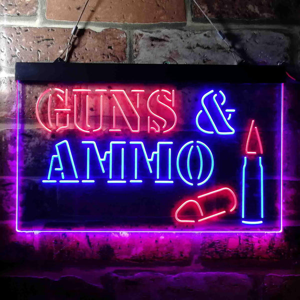 ADVPRO Guns & Ammo Shop Service Dual Color LED Neon Sign st6-i3660 - Red & Blue