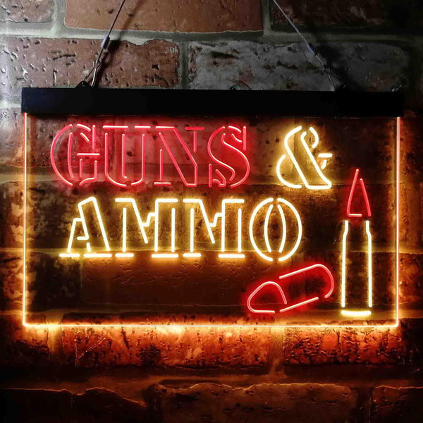 ADVPRO Guns & Ammo Shop Service Dual Color LED Neon Sign st6-i3660 - Red & Yellow
