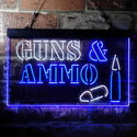 ADVPRO Guns & Ammo Shop Service Dual Color LED Neon Sign st6-i3660 - White & Blue