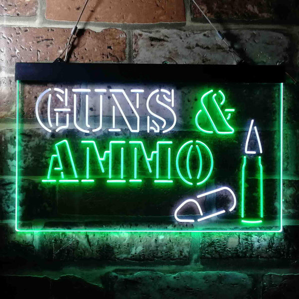 ADVPRO Guns & Ammo Shop Service Dual Color LED Neon Sign st6-i3660 - White & Green