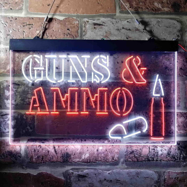 ADVPRO Guns & Ammo Shop Service Dual Color LED Neon Sign st6-i3660 - White & Orange