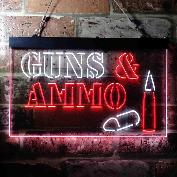 ADVPRO Guns & Ammo Shop Service Dual Color LED Neon Sign st6-i3660 - White & Red