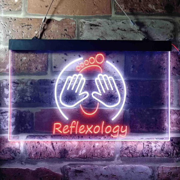 ADVPRO Foot Reflexology Massage Shop Dual Color LED Neon Sign st6-i3661 - White & Orange