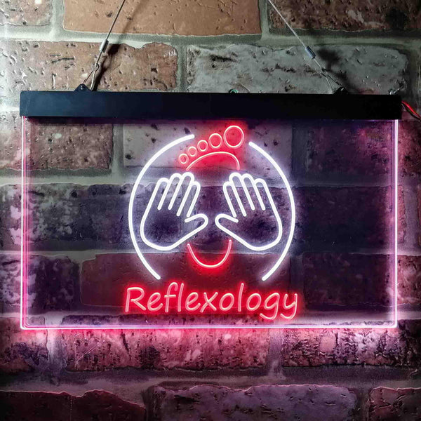 ADVPRO Foot Reflexology Massage Shop Dual Color LED Neon Sign st6-i3661 - White & Red