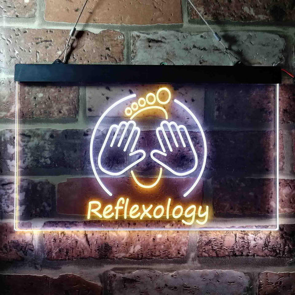 ADVPRO Foot Reflexology Massage Shop Dual Color LED Neon Sign st6-i3661 - White & Yellow