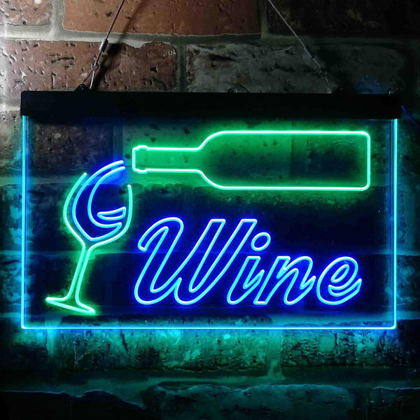 ADVPRO Wine Bar Bottle Glass Cup Beer Dual Color LED Neon Sign st6-i3662 - Green & Blue