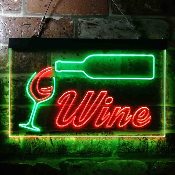 ADVPRO Wine Bar Bottle Glass Cup Beer Dual Color LED Neon Sign st6-i3662 - Green & Red