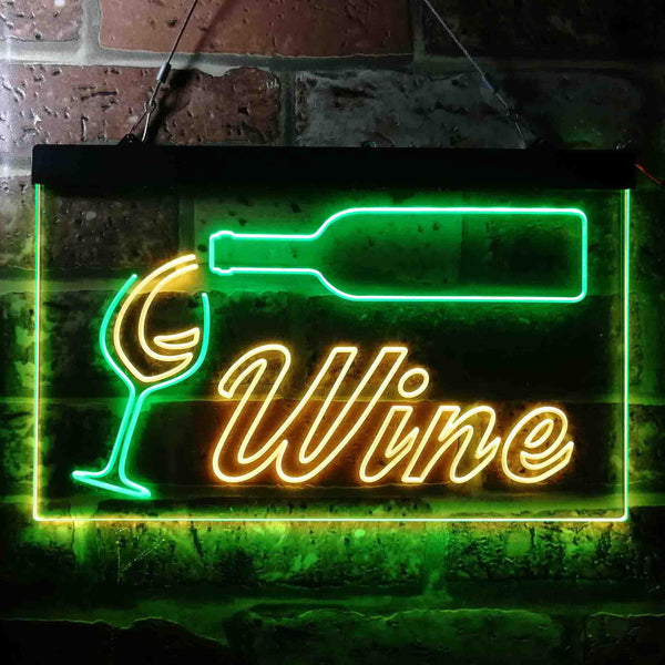 ADVPRO Wine Bar Bottle Glass Cup Beer Dual Color LED Neon Sign st6-i3662 - Green & Yellow