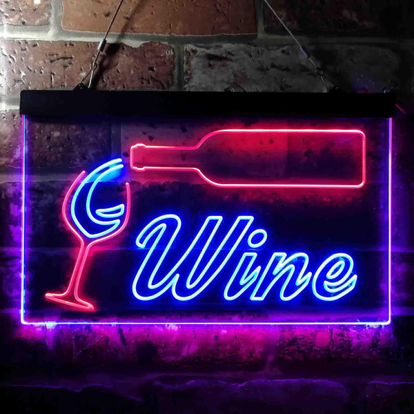 ADVPRO Wine Bar Bottle Glass Cup Beer Dual Color LED Neon Sign st6-i3662 - Red & Blue