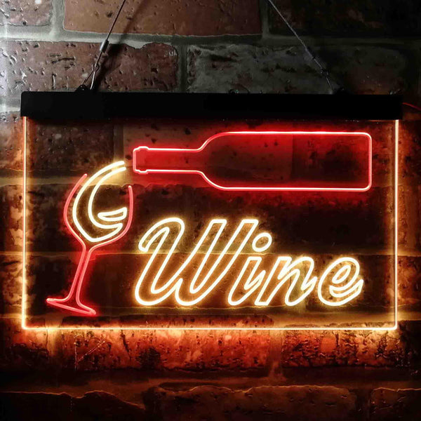 ADVPRO Wine Bar Bottle Glass Cup Beer Dual Color LED Neon Sign st6-i3662 - Red & Yellow