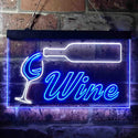 ADVPRO Wine Bar Bottle Glass Cup Beer Dual Color LED Neon Sign st6-i3662 - White & Blue
