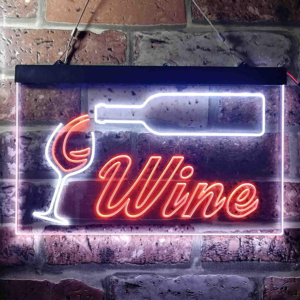 ADVPRO Wine Bar Bottle Glass Cup Beer Dual Color LED Neon Sign st6-i3662 - White & Orange