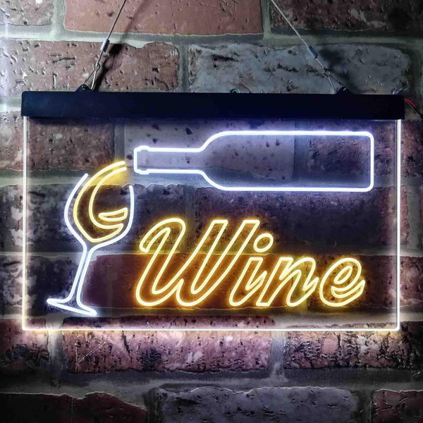 ADVPRO Wine Bar Bottle Glass Cup Beer Dual Color LED Neon Sign st6-i3662 - White & Yellow