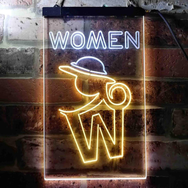 ADVPRO Retro Women Toilet  Dual Color LED Neon Sign st6-i3664 - White & Yellow