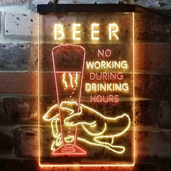 ADVPRO No Working During Drinking Hours  Dual Color LED Neon Sign st6-i3666 - Red & Yellow