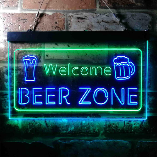 ADVPRO Welcome Beer Zone Bar Club Dual Color LED Neon Sign st6-i3667 - Green & Blue