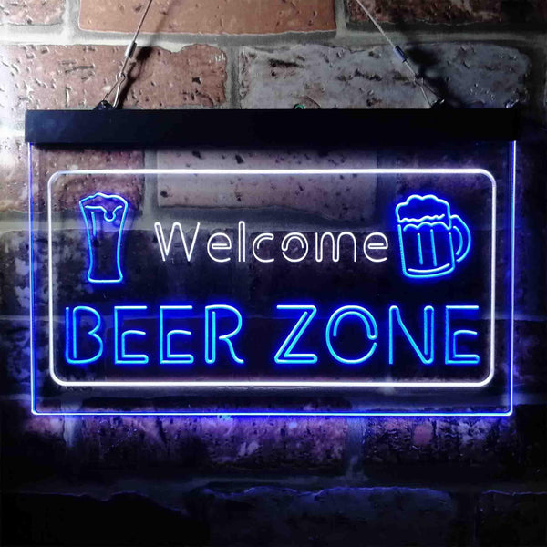 ADVPRO Welcome Beer Zone Bar Club Dual Color LED Neon Sign st6-i3667 - White & Blue