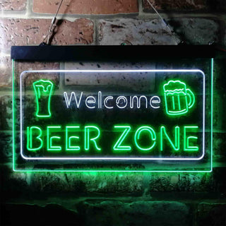 ADVPRO Welcome Beer Zone Bar Club Dual Color LED Neon Sign st6-i3667 - White & Green