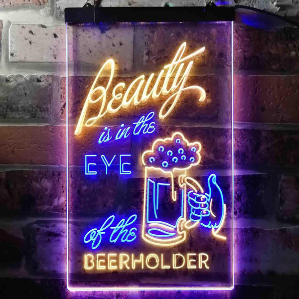 ADVPRO Beauty in The Eyes of The Beer Holder  Dual Color LED Neon Sign st6-i3668 - Blue & Yellow