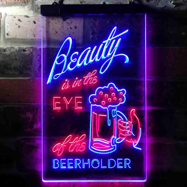 ADVPRO Beauty in The Eyes of The Beer Holder  Dual Color LED Neon Sign st6-i3668 - Red & Blue