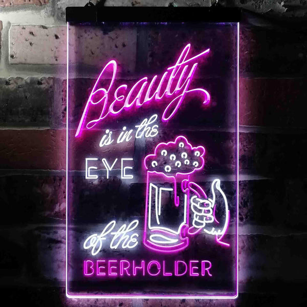 ADVPRO Beauty in The Eyes of The Beer Holder  Dual Color LED Neon Sign st6-i3668 - White & Purple