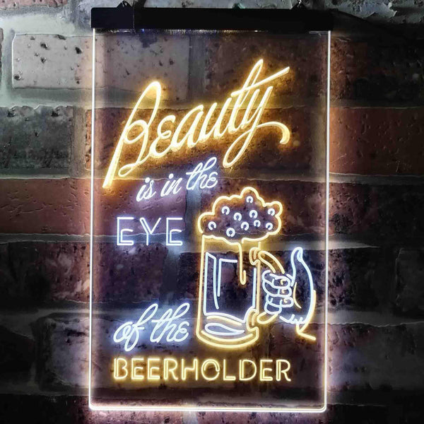 ADVPRO Beauty in The Eyes of The Beer Holder  Dual Color LED Neon Sign st6-i3668 - White & Yellow