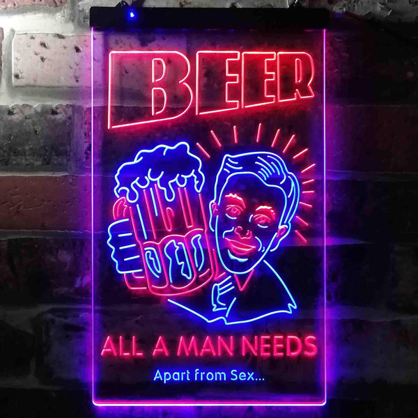 ADVPRO Beer All a Man Need Apart from Sex  Dual Color LED Neon Sign st6-i3670 - Blue & Red
