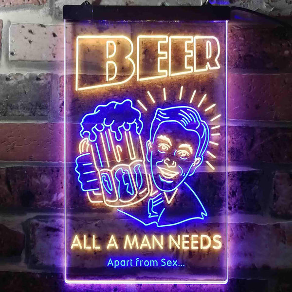 ADVPRO Beer All a Man Need Apart from Sex  Dual Color LED Neon Sign st6-i3670 - Blue & Yellow