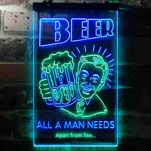 ADVPRO Beer All a Man Need Apart from Sex  Dual Color LED Neon Sign st6-i3670 - Green & Blue