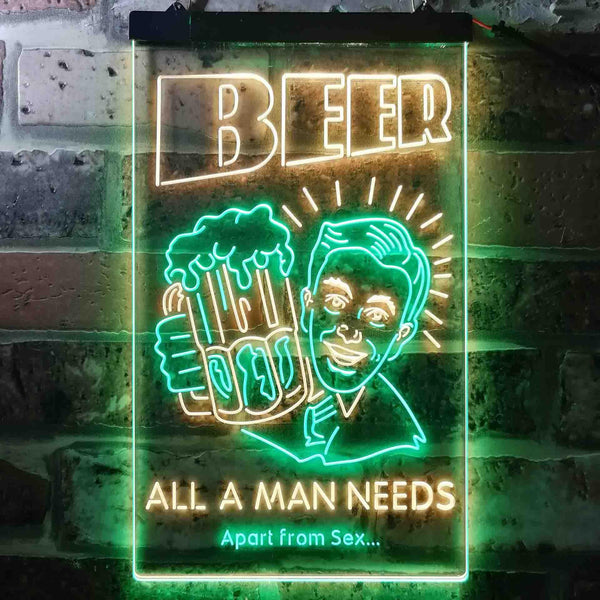 ADVPRO Beer All a Man Need Apart from Sex  Dual Color LED Neon Sign st6-i3670 - Green & Yellow