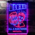 ADVPRO Beer All a Man Need Apart from Sex  Dual Color LED Neon Sign st6-i3670 - Red & Blue