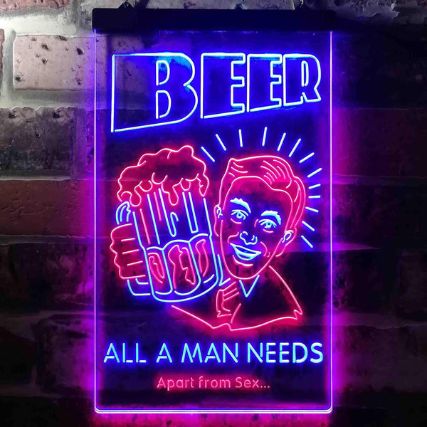 ADVPRO Beer All a Man Need Apart from Sex  Dual Color LED Neon Sign st6-i3670 - Red & Blue