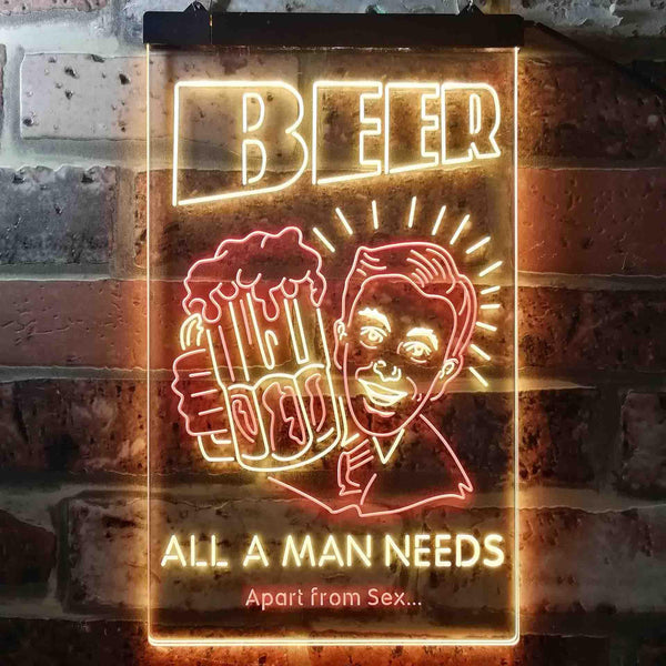 ADVPRO Beer All a Man Need Apart from Sex  Dual Color LED Neon Sign st6-i3670 - Red & Yellow