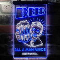 ADVPRO Beer All a Man Need Apart from Sex  Dual Color LED Neon Sign st6-i3670 - White & Blue