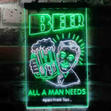 ADVPRO Beer All a Man Need Apart from Sex  Dual Color LED Neon Sign st6-i3670 - White & Green