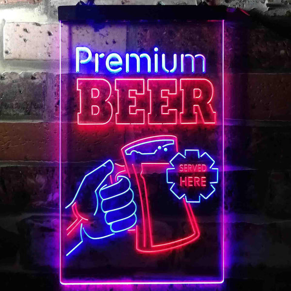 ADVPRO Premium Beer Served Here Bar  Dual Color LED Neon Sign st6-i3671 - Blue & Red