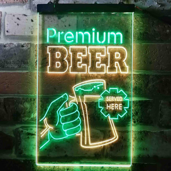 ADVPRO Premium Beer Served Here Bar  Dual Color LED Neon Sign st6-i3671 - Green & Yellow