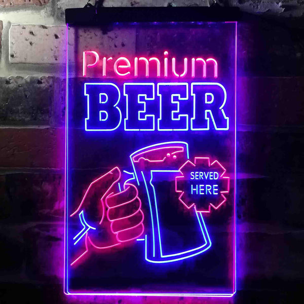 ADVPRO Premium Beer Served Here Bar  Dual Color LED Neon Sign st6-i3671 - Red & Blue