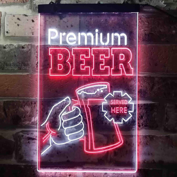 ADVPRO Premium Beer Served Here Bar  Dual Color LED Neon Sign st6-i3671 - White & Red