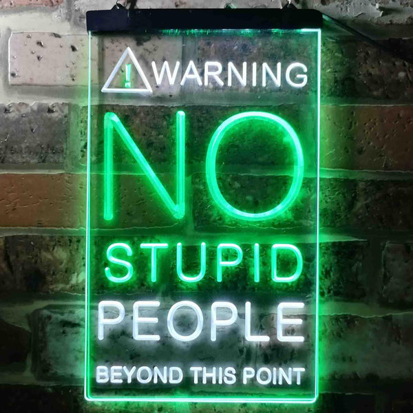ADVPRO No Stupid People Game Room  Dual Color LED Neon Sign st6-i3672 - White & Green