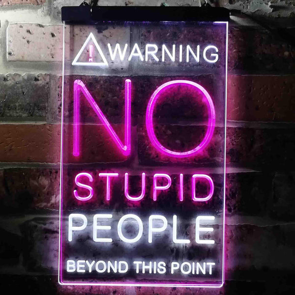 ADVPRO No Stupid People Game Room  Dual Color LED Neon Sign st6-i3672 - White & Purple
