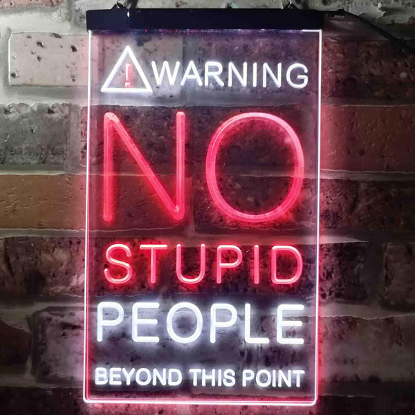 ADVPRO No Stupid People Game Room  Dual Color LED Neon Sign st6-i3672 - White & Red