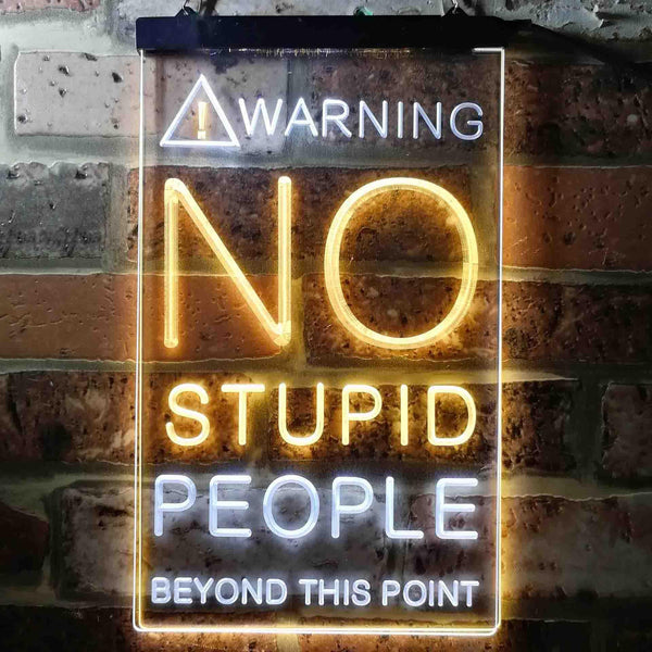 ADVPRO No Stupid People Game Room  Dual Color LED Neon Sign st6-i3672 - White & Yellow