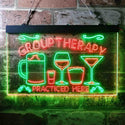 ADVPRO Beer Cocktails Group Therapy Practiced Here Humor Dual Color LED Neon Sign st6-i3673 - Green & Red