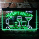 ADVPRO Beer Cocktails Group Therapy Practiced Here Humor Dual Color LED Neon Sign st6-i3673 - White & Green