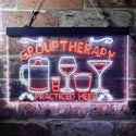 ADVPRO Beer Cocktails Group Therapy Practiced Here Humor Dual Color LED Neon Sign st6-i3673 - White & Orange