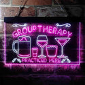 ADVPRO Beer Cocktails Group Therapy Practiced Here Humor Dual Color LED Neon Sign st6-i3673 - White & Purple