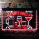 ADVPRO Beer Cocktails Group Therapy Practiced Here Humor Dual Color LED Neon Sign st6-i3673 - White & Red
