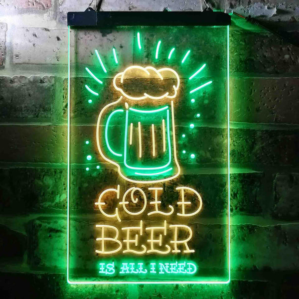 ADVPRO Cold Beer is All I Need  Dual Color LED Neon Sign st6-i3677 - Green & Yellow