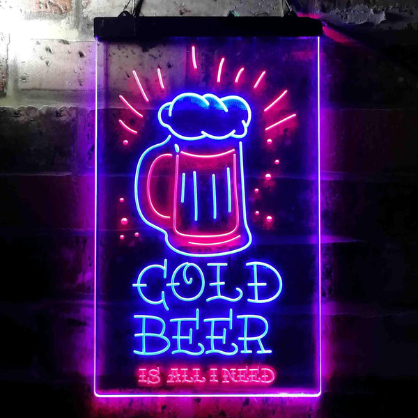 ADVPRO Cold Beer is All I Need  Dual Color LED Neon Sign st6-i3677 - Red & Blue